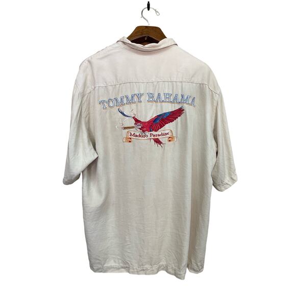 Tommy Bahama Mens RumFellas Silk Button Up Embroidered Tan Sz XL Maduro - Picture 2 of 10